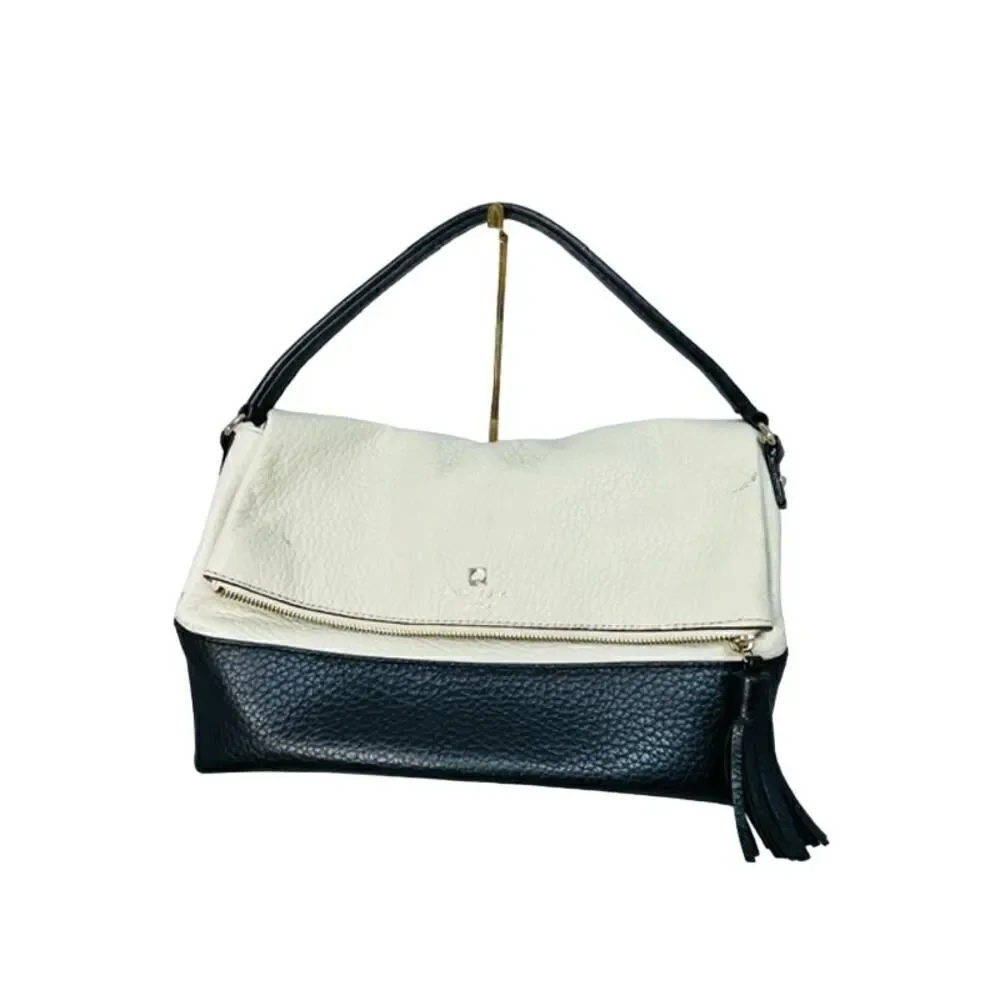 Kate Spade NY Southport Avenue Colorblock Leather Crossbody Purse Black Ivory